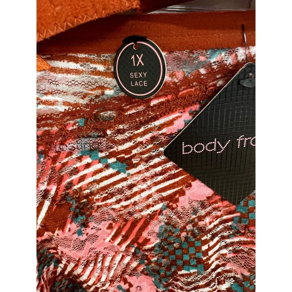 Body Frosting 2pc Longline Bra and Panty Set Multicolor Lace 40C 1X BR-34247X